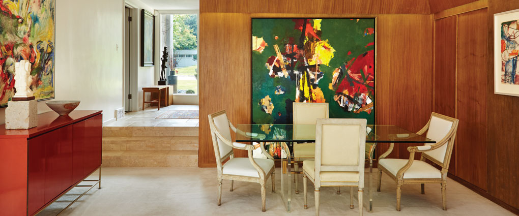 Dining Area with Abstract Expressionist Painting