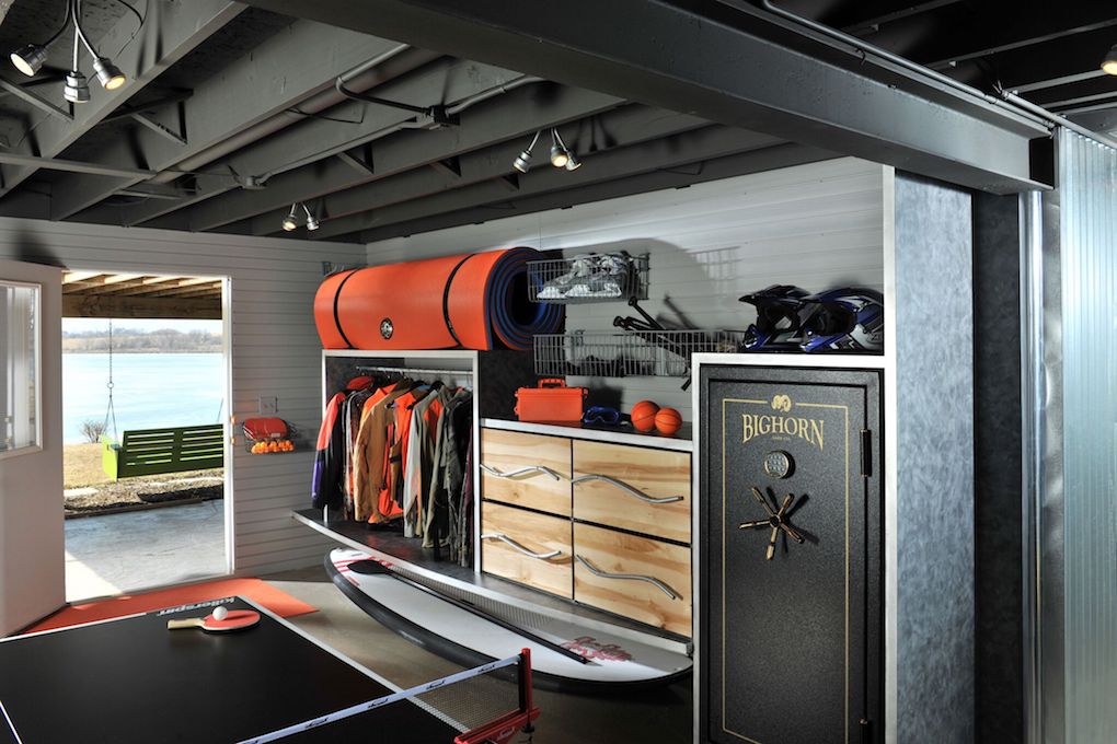 Hunting gear storage.  Hunting room design, Garage storage inspiration,  Gear room