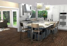 3D rendered image of a redesigned kitchen