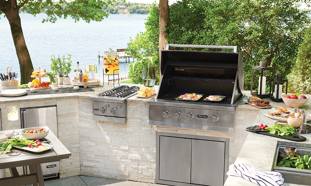 An outdoor grilling station.