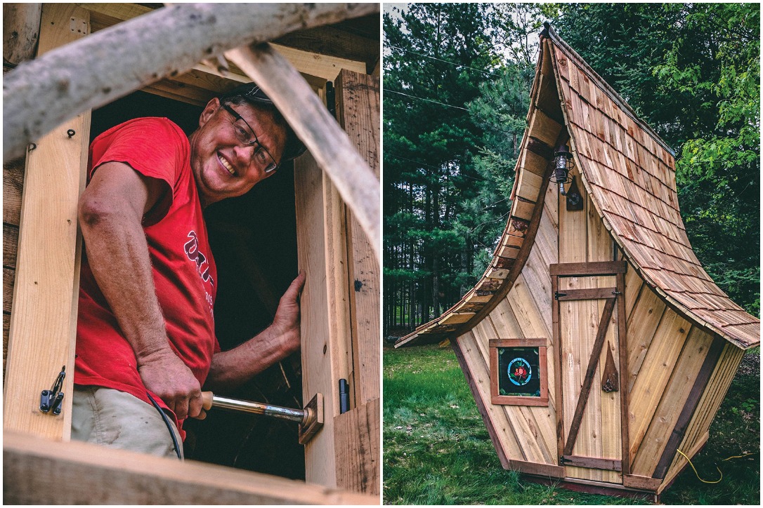 Dan Hines and one of his wooden sheds. Photo courtesy Barntiques Custom.